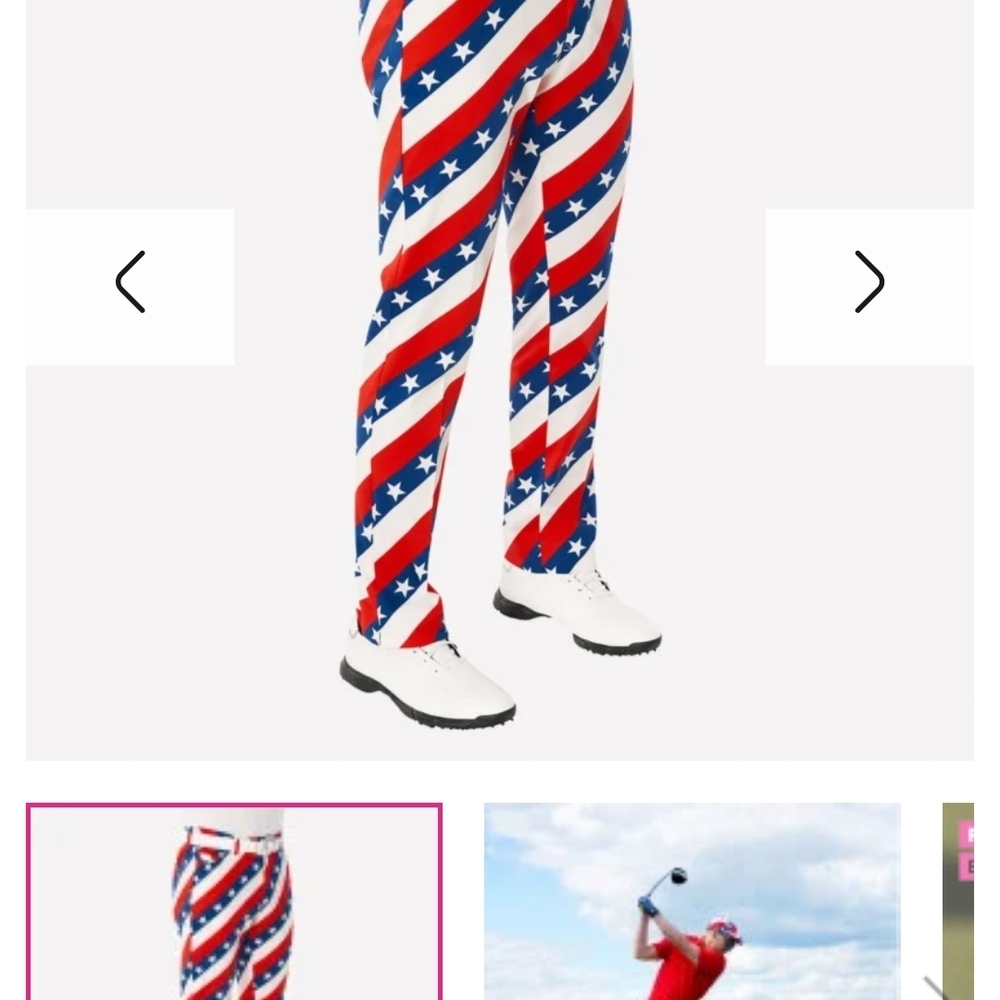 AMERICA - THE BEAUTIFUL Striped Slim Golf Pants 38 × 32